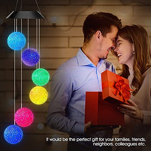 Acelist Color Changing Solar Power Wind Chime Crystal Ball Wind Chime Wind Mobile Portable Waterproof Outdoor Windchime Light For Patio Yard Garden Home #TOP6
