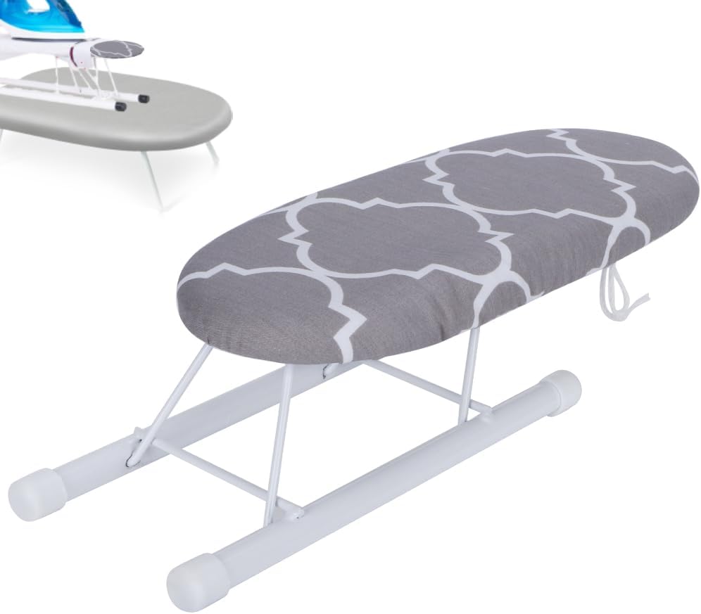 Small Ironing Board, Folding Sleeve Cuffs Collars Ironing Table Space Saving for Home, Craft Room, Travel Use (Classic Grid)