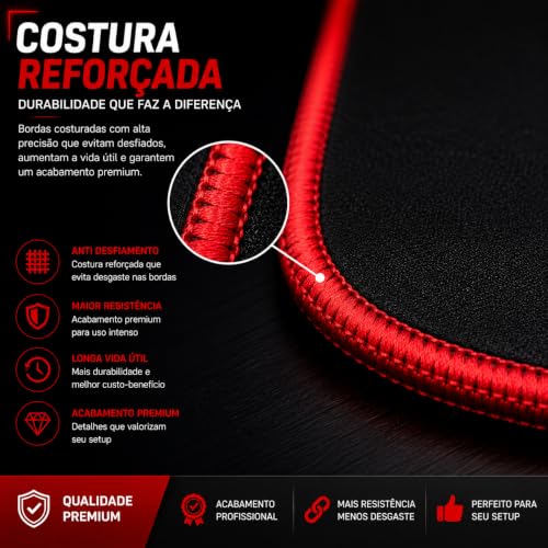 Mouse Pad Gamer Grande 80x30cm Speed Profissional Base Antiderrapante Borda Costurada Premium para Teclado Mouse Setup Gamer