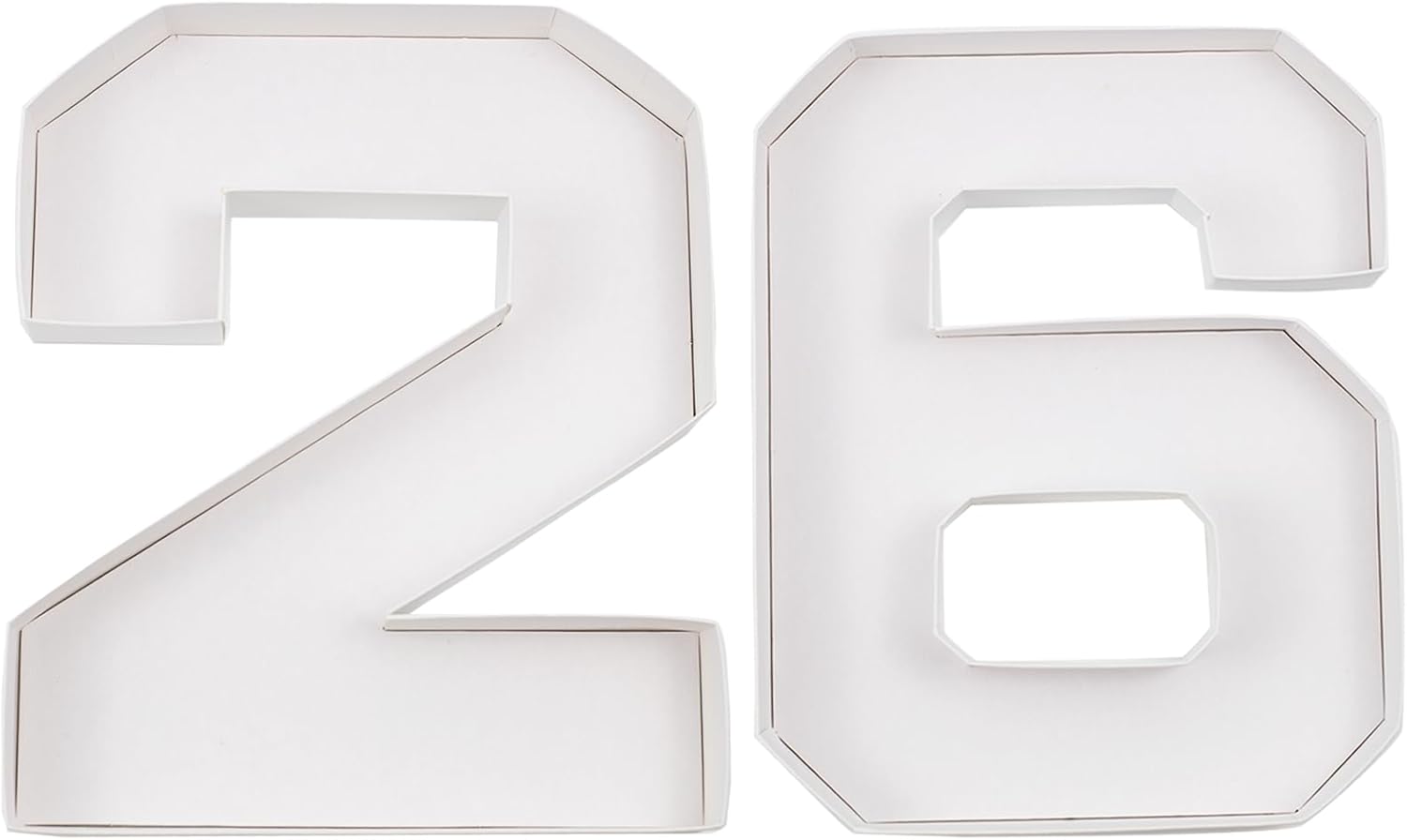 Cardboard Number for Charcuterie, 10 inch Fillable Charcuterie Number, Number Box 26 for Charcuterie, White Paper Mache Letter Tray for Food Chocolate Candy, New Year Birthday Party Decoration