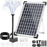 Clevich Solar Teichpumpe 12W, Solar Springbrunnen für Außen, DIY Brunnen, mit 1M Wasserleitung, 9 Düsen, 3,25M Kabellänge, für Fischteiche, Kleine Teiche, Wasserfälle, Blumentöpfe, Dekorationsbrunnen