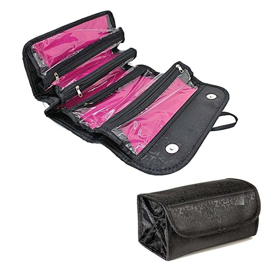 Rubik Large Capacity Hanging Roll Travel Toiletry Bag, 4-in-1 Roll-Up Makeup Cosmetic Storage Organizer Zipper Clear TPU Pouches for Daily Use and Business Trip