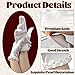 loghohu White Gloves Women, White Gloves Fashion Elegant 1920s Pearl Short Princess Satin Glove for Wedding Bridal Tea Party Opera Dinner Party