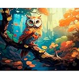 Owl Paint by Numbers Kit for Adults-Cute Animal Paint by Number on Canvas Without Frame, DIY Owl Oil Painting for Gift Home Wall Decor(16x20inch)