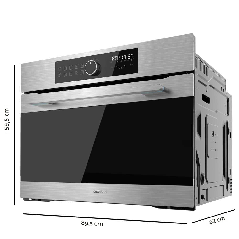 Cecotec Einbaubackofen Multifunktion Bolero Hexa AF319000 Inox A 3800W, 133L Kapazität, 11 Funktionen mit Airfryer Master, Pizza Master, Steam Asisst, Steam EasyClean, 3D Cooking, Defrost