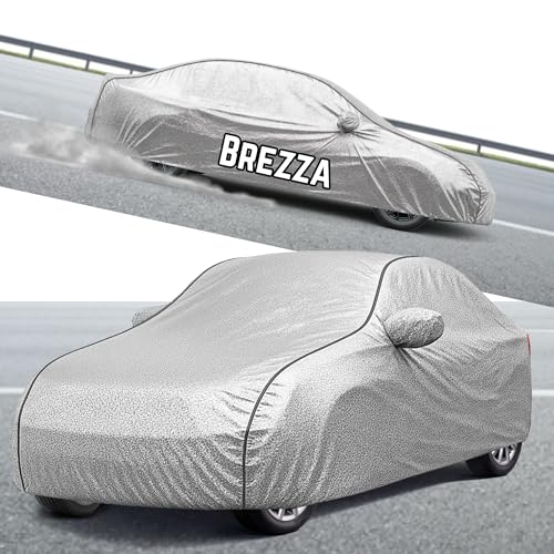 Image of Kayme Compatible with Silver Brezza Car Cover Waterproof Car Body Cover for All Weather Proof & Full Bottom Elastic, Triple Stitching with 100% Nail Proof Cover