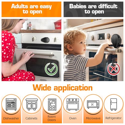 Miniatura 5 de 2 Protector Horno Cerradura De La Puerta Del Horno Segura Para Niños, Diseño De Doble Botón,Bloqueo De Seguridad Horno Microondas,Estufa,Cajón,Puerta No Se Necesitan Herramientas Ni Taladros Negro