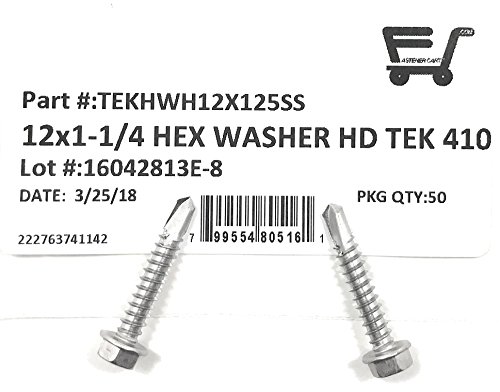 #12x1 1/4 Tornillo TEK hexagonal autoperforante acero inoxidable 50pz miniatura 2