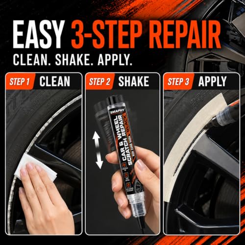 Image of Wheel Scratch Repair Kit, High Gloss Black Rim Paint Pen-Curb Rash