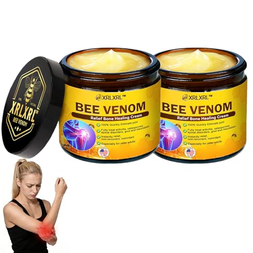 XRLXRL Bee Venom Relief Bone Healing Cream, Professional Bee Venom Cream for Activities, Bee Venom Joint & Bone Therapy cream for Back, Knee, Hands, Neck, Feet, for All Skin Types (2 Bottle)