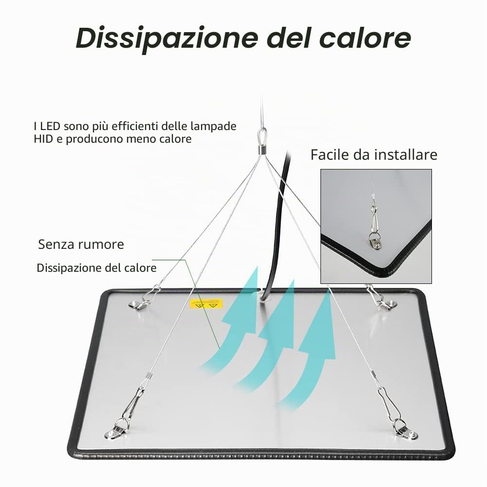Grow Light - Lampada a LED per piante, 45 W, a spettro completo, con ganci per piante da interno, fiori vegetali (rosso+blu)