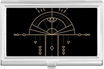 Totem Pattern Geometry Fan Alien Business Card Holder Case Pocket Box Wallet