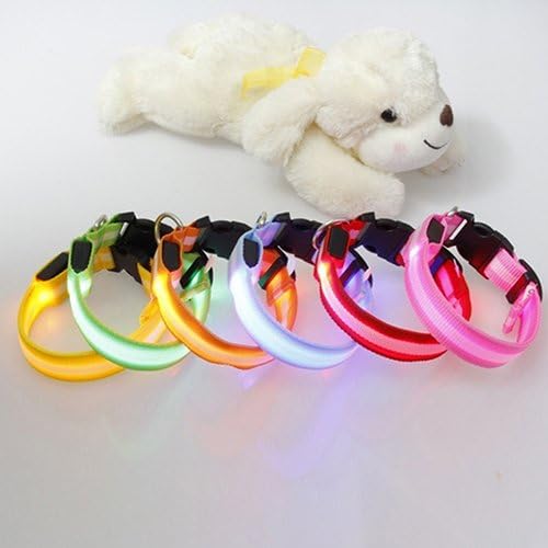 Miniatura 3 de Cachorro Perro Gato Seguridad Nocturna Luz LED Luminosa Luz Ajustable Collar para Mascotas Rosa L