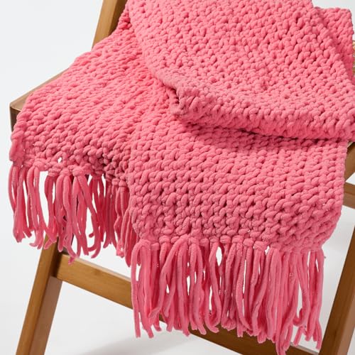 Image of INNDUN Blanket Yarn 8 Pack of 100g /3.5oz - Rose Pink Chenille Yarn 6 Super Bulky - Knitting, Crocheting & Crafts Chunky Yarn