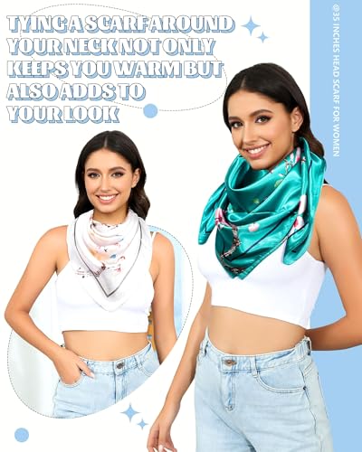 3PCS Large Square Satin Head Scarf - 35" Satin Hair Scarves Silk Bandana Scarf Headscarf Silk Feeling Scarf for Women3