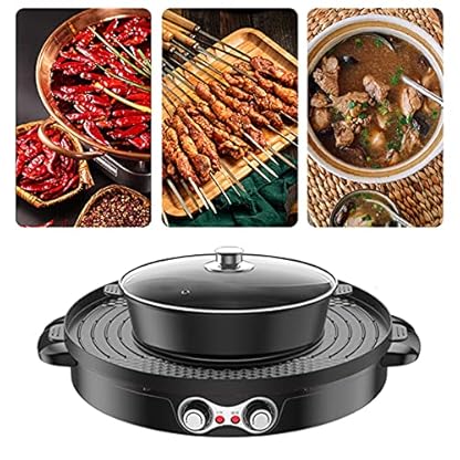 Xilinjyao 2-in-1-Elektro-Hot Pot, Elektrogrill, Elektrogrill Tischgrill, mit Grillpfanne, 2200 W, geeignet für Familien- und Freundestreffen – Bild 5