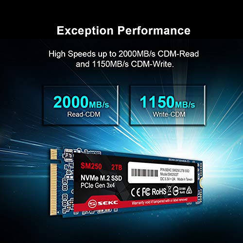 Amazon.co.jp 限定】 SEKC SSD 2TB NVMe M.2 2280 PCIe Gen3.0x4 