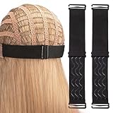 Noverlife Adjustable Elastic Band for Wigs (2 Count), Black, Wig Accessory with Silicone Strips for Non-Slip Secure Grip, Comfortable and Breathable, Removable Buckles for Easy Wear and Removal