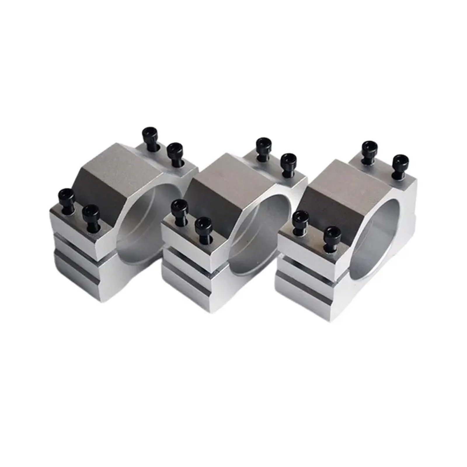 Abrazaderas de manguera, abrazaderas tubo, abrazadera CNC, soporte montaje husillo, 50 diámetros, 48 ​​mm/50 mm/52 mm/54 mm/56 mm, aluminio con 4 pernos hexagonales(52mm)