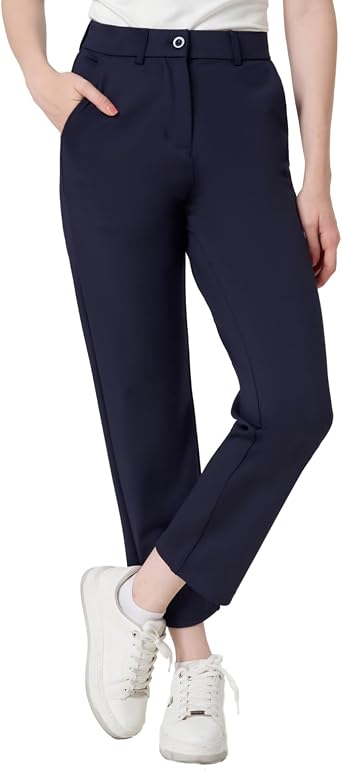 Womens Golf Pants Stretch Ankle Dress Pants 7/8 Work Pants Slacks with 4 Pockets for Business Casual Travel Yoga