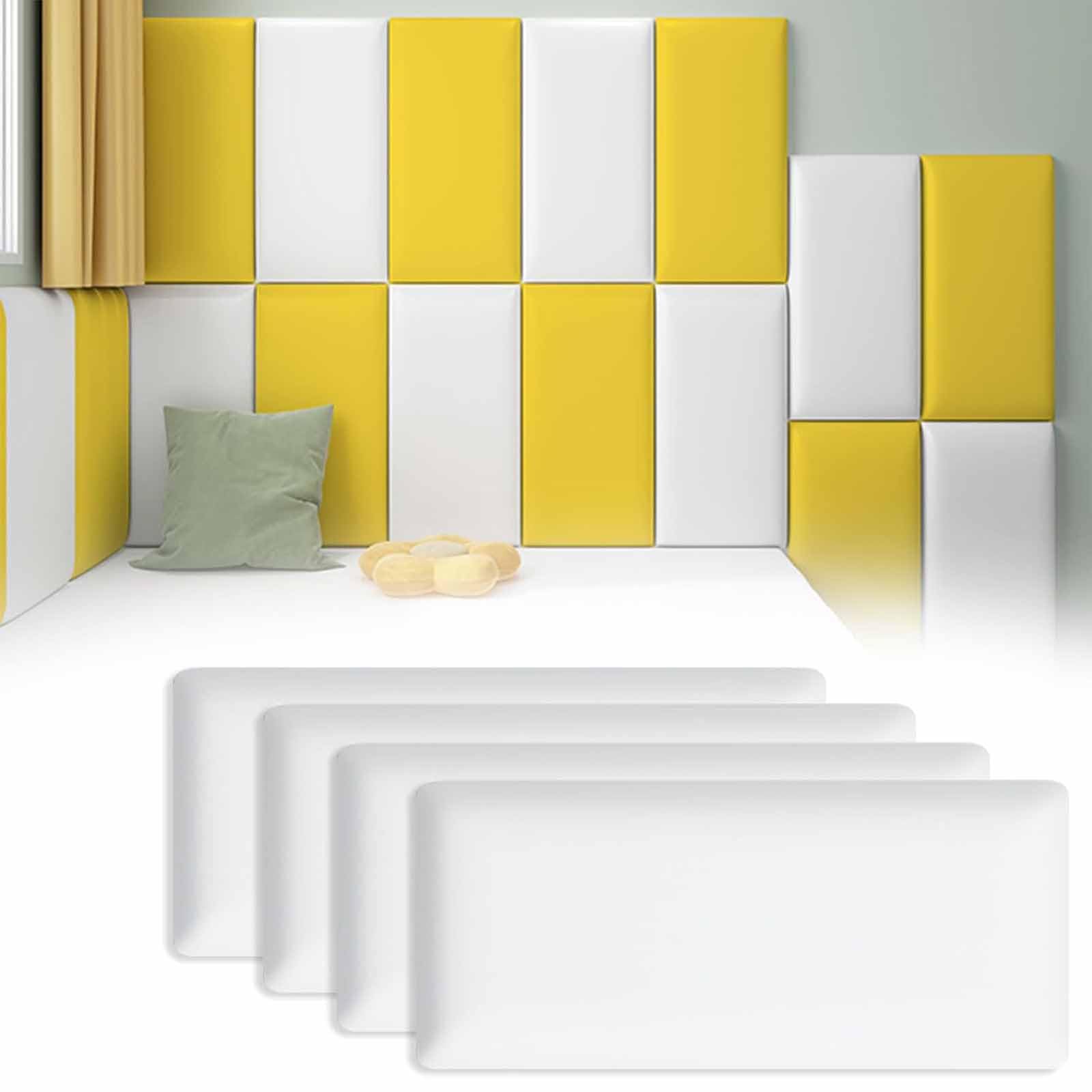 Kid's Anti Collision Wall Padding, 40x20cm Self Adhesive Headboard Panels, 3D Wall Cushion Protection, Tatami Wall Stickers for Bedrooms, Children's Room Dance Club, Nursery,002,6 PCs