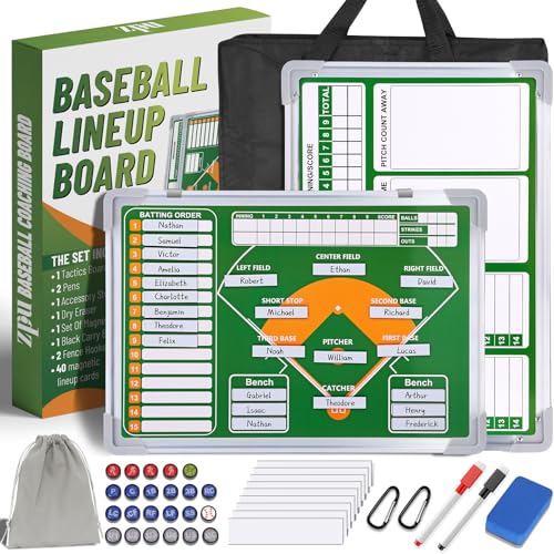ZPU Magnetic Baseball Lineup Board, Softball Clipboard for Coaches