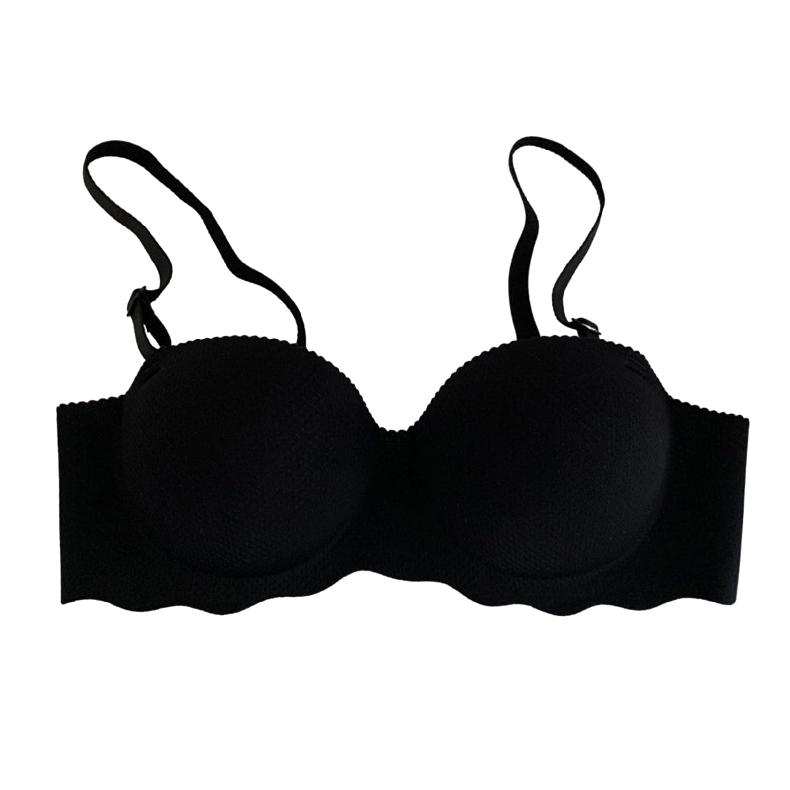 Light Thin Bra Seamless Underwear Womens Padded Back Closure Solid Color Soft Elastic Wireless Push Up Adjustable