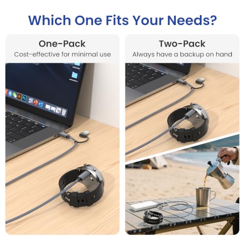 Image of Itramax 2-in-1 USB-C Charger Cable for Garmin Watch Charging Cord 4FT 1Pack