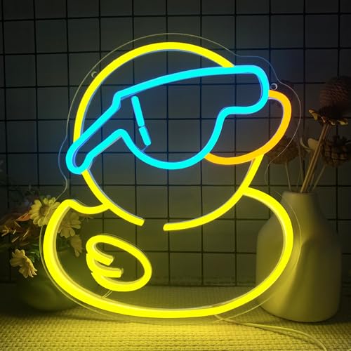 Image of Cool Duck Neon Sign, USB Powered Dimmable LED Neon Light Cute Bathroom Decor for Children, for Rubber Duck Party Decorations Playroom Bedroom Man Cave Decor Bar, Rubber Duck Gifts for Kids(13.3*12in)