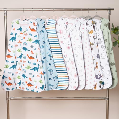 Image of david's kids 3 Pack 100% Cotton Baby Sleep Sack 6-12 Months, Ultra Soft Baby Wearable Blankets with 2-Way Zipper, Comfy Sleeping Bags for Infant Newborn Boys Girls Neutral, Medium Size, Dinosaur
