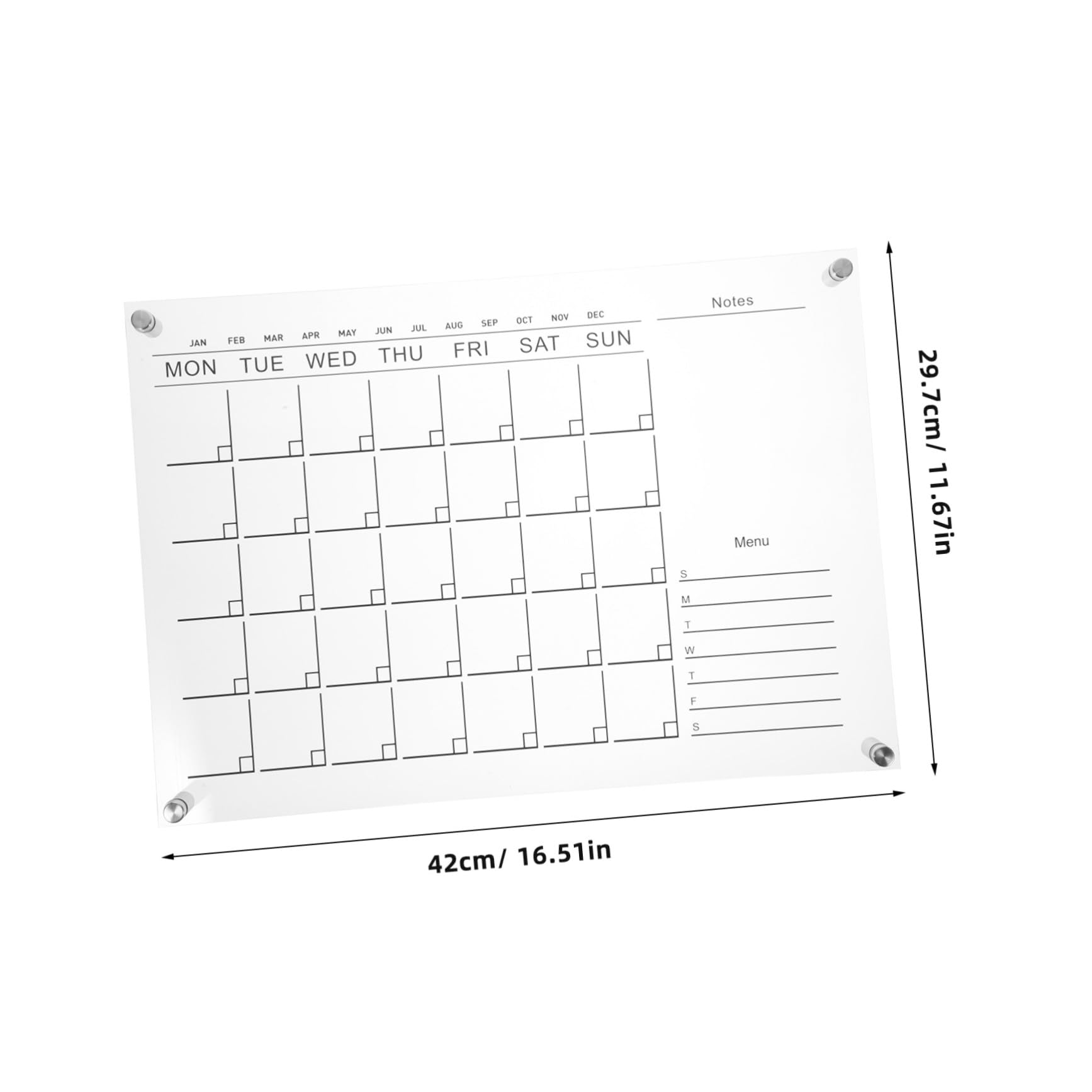 VILLCASE Tableau Blanc Léger et Chic Effaçable à Sec en Acrylique Transparent Calendrier Mural Couleur Aléatoire pour Planifier Maison Bureau