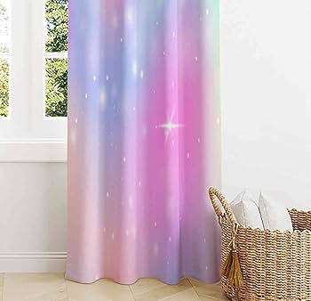Amazon｜SAIAOS 遮光カーテン 2枚組,きらめく星と虹色の空 防寒