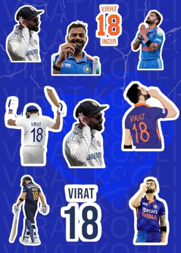 Image of Virat Kohli Stickers 25 Pcs - Cricket King Kohli Waterproof Vinyl Stickers for Laptop, Mobile, Bike, Helmet, Bottle, Car | Cricket Fan Gift Collection, Virat