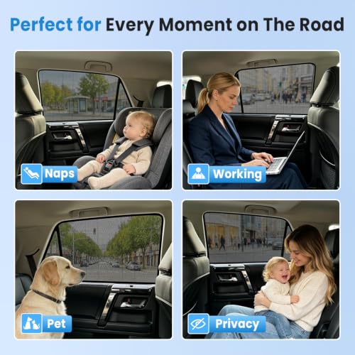 Image of KUST Car Window Shades for 2011-2023 Toyota 4Runner Accessories, Breathable Mesh Magnetic Window Covers, Rear Back Side Window Sun Shades UV Block Privacy Protection for Baby Camping Napping 2PCS