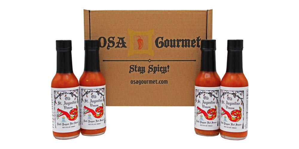 Venom Datil Pepper Hot Sauce Gift Box, Includes 4 Bottles, 5 oz each