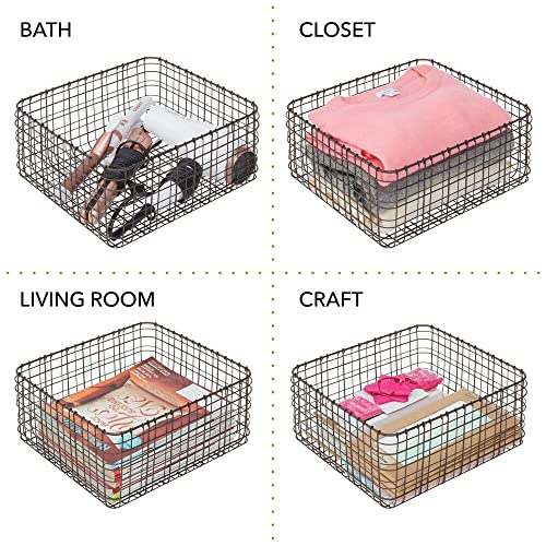 mDesign Set van 6 multifunctionele korven van metaal – opbergmand voor keuken, voorraadkamer enz. – compacte en universele draadmand – bronskleur - Image 5