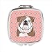 Checkerboard Pink English Bulldog Compact Mirror44; 2.75 x 3 x .3 In.