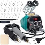 YIHUA 939D-VI Kit bruciare il legno a doppia penna con display con 20 punte a filo penna per bruciare il legno staccabile 2 pezzi di legnostrumento per pirografo il legno e pantografo ferro il legno
