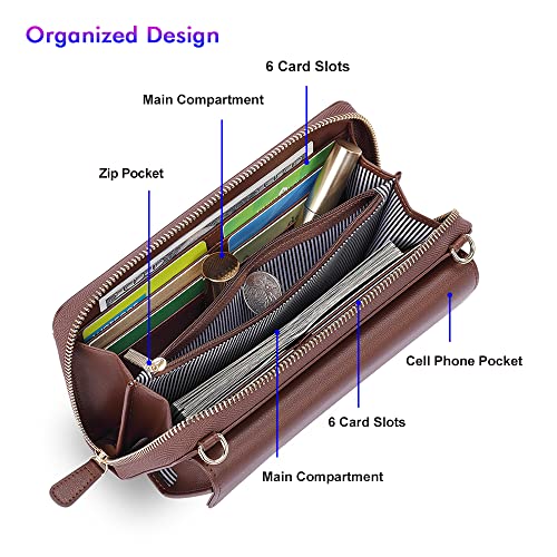 Image of nuoku Small Purse for Women, RFID Blocking Wristlet Wallet, Crossbody Clutch with Cell Phone Pocket