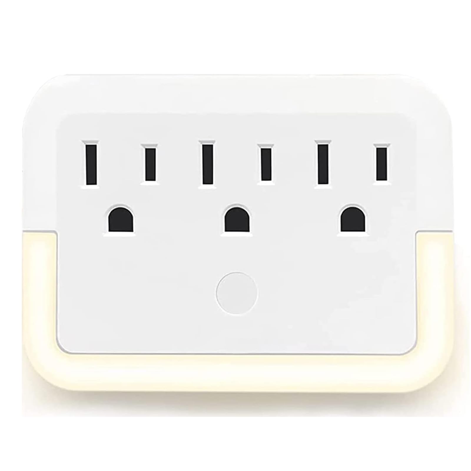 Multi outlet Wall Adapter 3 AC Outlet Extender with Warm White LED Light-Sensing outlet Night Light Multi Outlet Portable Charging Station Suitable for Hallway Stairs Bedroom Living School Dorm