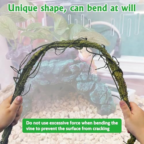 VCEPJH Large Reptile Vines Thick Terrarium Plants 118 Inches Long Flexible Climbing Branch Snake Tank Accessories Greenery Habitat Decor for Bearded Dragon Chameleon Gecko Frog Lizard (L) by VCEPJH - Image 5
