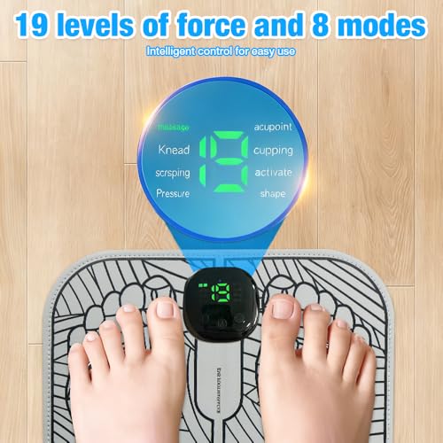 DAJASD Masajeador de Pies USB, Masajeador de Pies EMS con 8 Modos y 19 Frecuencias Ajustables, con Teledirigido, Masajeado de Pie Eléctrico para Circulación Sanguínea Alivio del Dolor Muscular - imagen 3