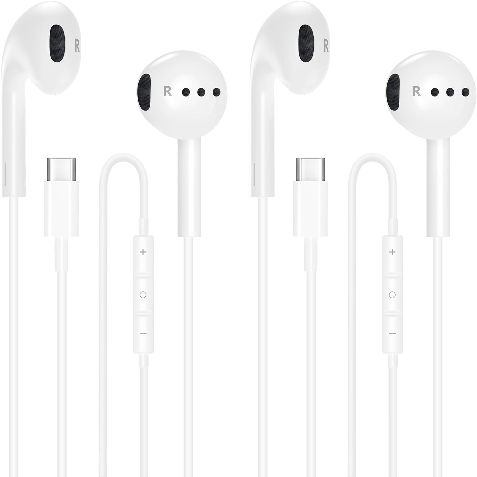EarPods Headphones with USB-C Connector for Apple iPhone 17 16 15, 2Pack Wired Ear Buds Hi-Fi Earbuds with Built-in Remote to Control Music, Volume and Calling Microphone for iPhone 17 16 15 Pro, iPad
