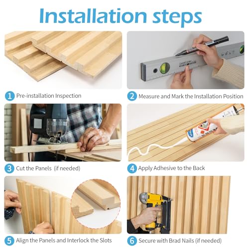 Image of Art3d 4 Pc 96 inchx5.7 inch Wood Slat Wall Panel for Interior, Ceiling and Decoration, 15.2 SqFt