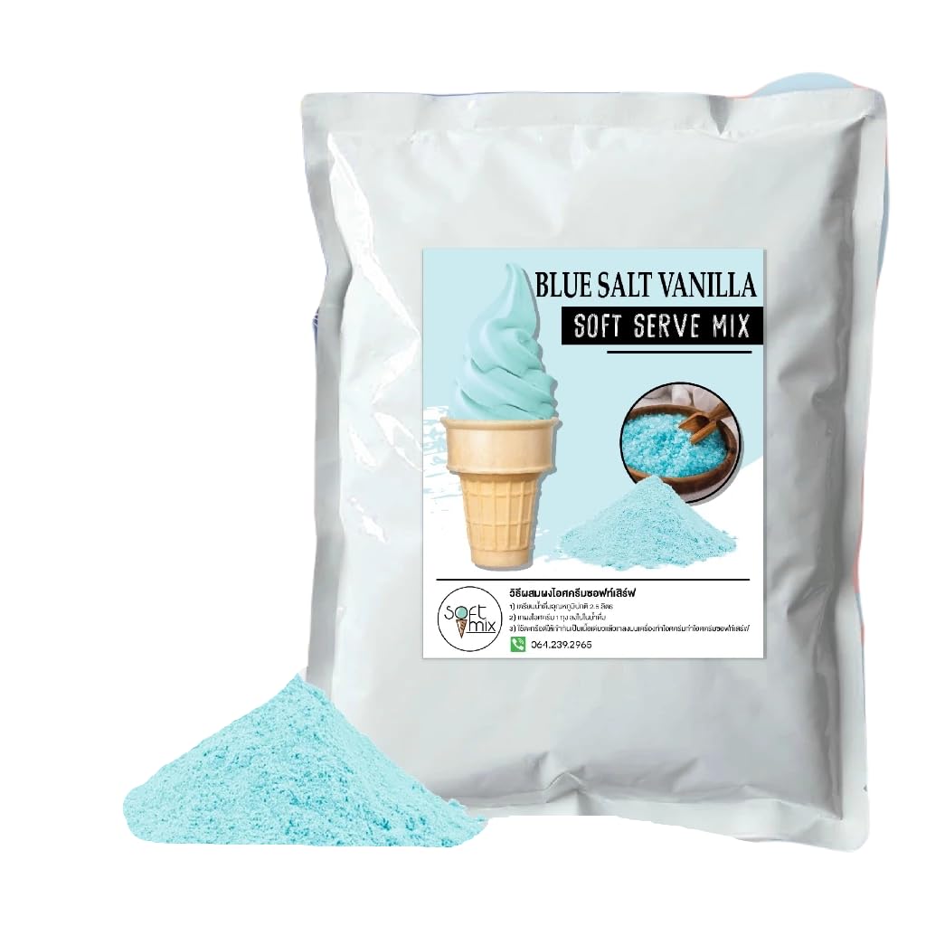 Soft Serve Ice Cream Powder – 1kg Pack, Makes 3.5kg of Ice Cream – Smooth, Creamy & Easy to Make (Blue Salt Vanilla)