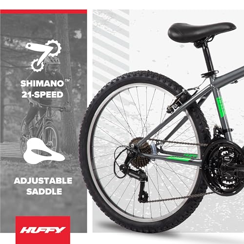 Image of Huffy Stone Mountain Bike for Men and Women, 20 inch /24 inch /26 inch, 6-Speed (20 inch) or 21-Speed, Front or Dual Suspension (Varies), Multiple Colors, Adjustable Saddle, Shimano Equipped, All-Terrain Tires