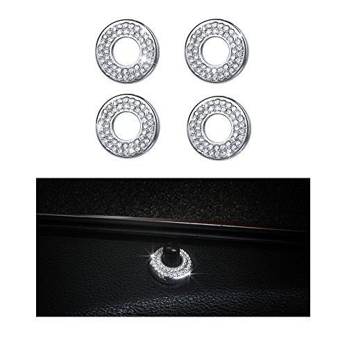 1797 Door Lock Pins Caps Compatible with Mercedes Benz Accessories Parts Bling W204 W205 W213 X204 C E Class GLC AMG Covers Decals Stickers Interior Decorations Windows Women Men Crystal Silver 4 Pack