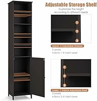 Vista 6 de na Estante de almacenamiento de piso alto de 72 pulgadas para baño, estante multifuncional marrón