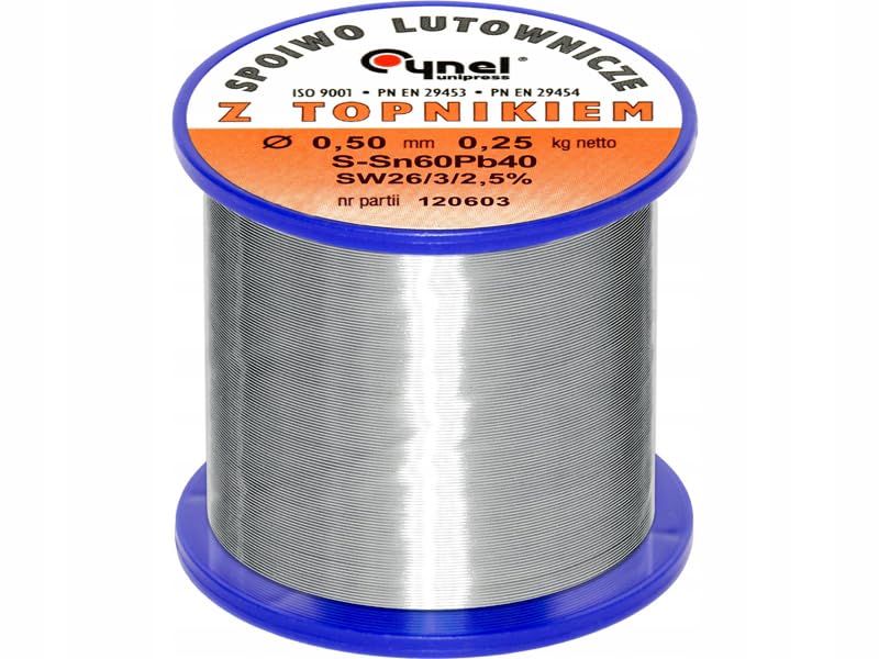 Cyna spoiwo lutownicze z topnikiem 250g 0,5mm lut