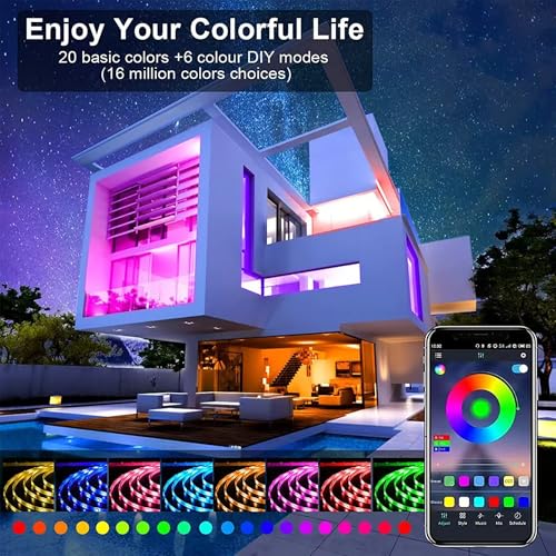 Image of ZETLOR Led Strip Lights, 32.8ft Led Lights Smart Color Changing Rope Lights SMD 5050 RGB Light Strips with Bluetooth Controller Sync to Music Apply for TV, Bedroom, and Home Decoration